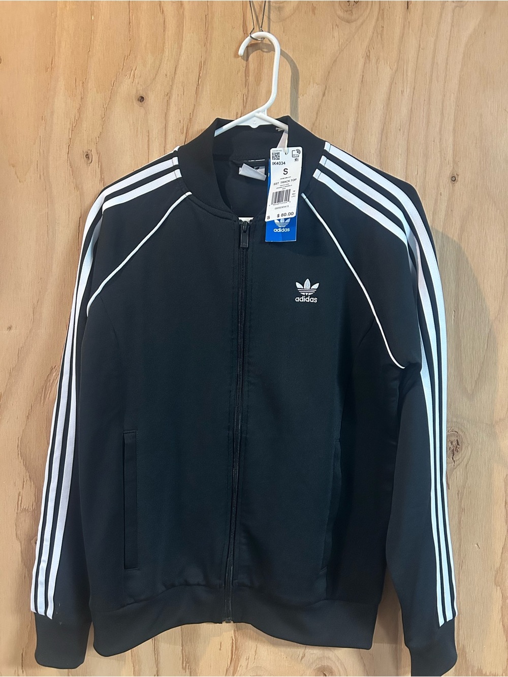 adidas Black Track Jacket with White 3-Stripe Detail